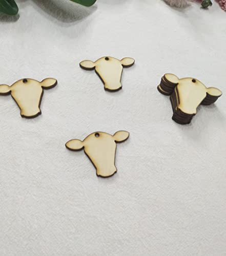 30pcs of Cow Head Wood Blanks, DIY Unfinished Earring Blanks,Cow Head Earring Blanks (2'') XIAOYUE
