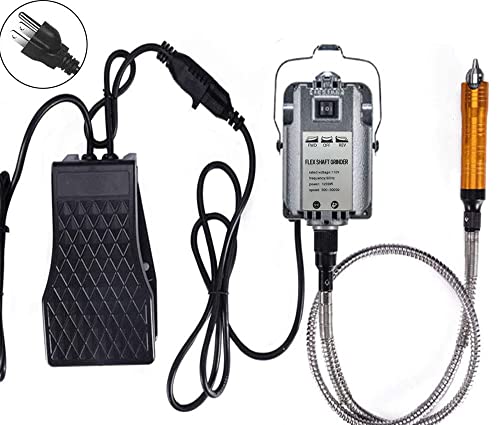 VOTOER 1200W Flex Shaft Grinder Rotary Tool Electric Hanging Carver, Forward and Reverse Rotation, Metalworking Jewelry Repair Kit, Foot Pedal VOTOER