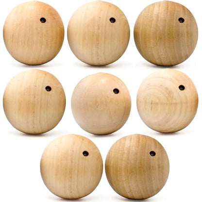 Unfinished Wood Oval Beads 1.7" with 4mm Hole for Crafts, Set of 8 - Wooden Balls for DIY Home Decor
