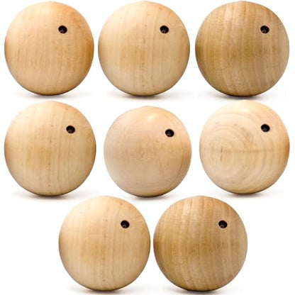 Unfinished Wood Oval Beads 1.7" with 4mm Hole for Crafts, Set of 8 - Wooden Balls for DIY Home Decor - WoodArtSupply