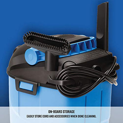Vacmaster, VP205, 2.5 Gallon 2 Peak HP Portable Wet/Dry Shop Vacuum, Blue