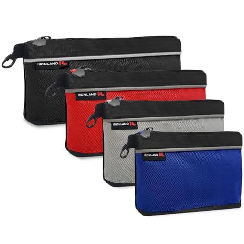 IRONLAND Small Tool Pouches with Zipper Small Tool Bags Waterproof 1680D Tool Pouch Bags for Men Mutipurpose Tool Storage Organizer 4 Pack IRONLAND