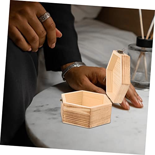 Healifty Box jewelry display case jewelry organizer ring holder jewelry  case vintage storage case wood crafts wooden wedding ring hexagon clamshell  – WoodArtSupply