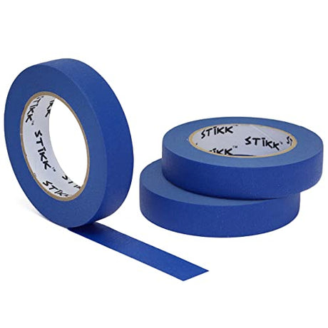 STIKK Painters Tape - 3pk Blue Painter Tape - 1 inch x 60 Yards - Paint Tape for Painting, Edges, Trim, Ceilings - Masking Tape for DIY Paint STIKK