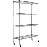 VEVOR Storage Shelving Unit with Wheels, 4-Tier Adjustable, 700 lbs Capacity, Heavy Duty Garage Shelves Metal Organizer Wire Rack, Black, 48" L x 18" VEVOR