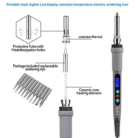 BESTZO Wood Burning Kit -LCD Wood Burning Tool Kit With Soldering Iron, Pyrography Tool Kit Wood Burning Pen With Embossing,Carving,Soldering Tip, Bestzo