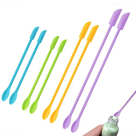 NiArt 8PCS Mini Silicone Spatulas for Epoxy Resin Art Casting, 3 Sizes Double-Ended Scraper & Spoon Multifunctional Reusable Stir Sticks DIY Mixing NiArt