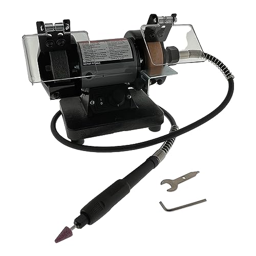 TruePower 199 Mini Multi Purpose Bench Grinder and Polisher with Flexible Shaft, Tool Rest and Safety Guard, 3-Inch - WoodArtSupply