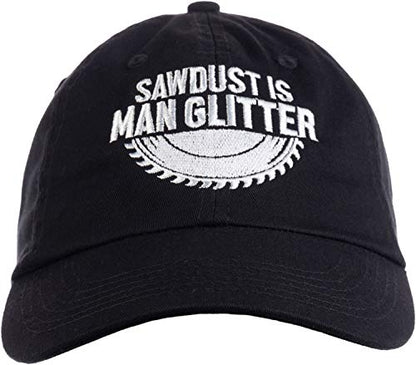 Ann Arbor T-shirt Co. Sawdust is Man Glitter | Funny Woodworking Wood Working Saw Dust Humor Baseball Cap Dad Hat Black - WoodArtSupply