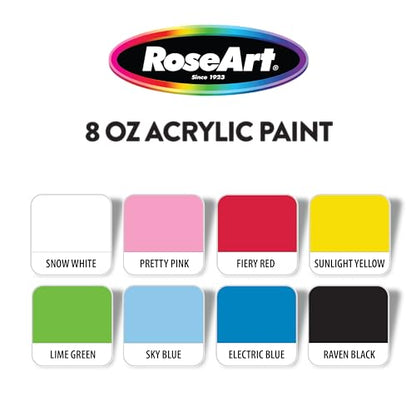 RoseArt 8oz 8 color Acrylic Paint Set - WoodArtSupply