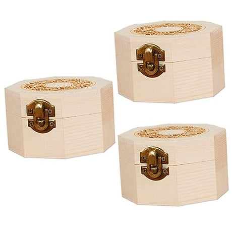 Zerodeko 3 Pcs Gift Box Earring Organizer for Women Wood Tea Storage Case Unfinished Wood Ring Chest for Tea Bag Wood Trinket Cube Tea Cake Brick Zerodeko