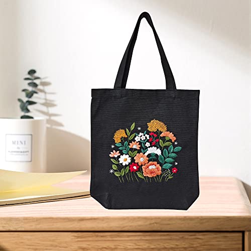 MAMUNU Canvas Tote Bag Embroidery Kit with Pattern for Beginners, Arts and DIY Crafts Kits for Adults, Include Instructions Embroidery Bag, MAMUNU