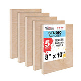 U.S. Art Supply 8" x 10" Birch Wood Paint Pouring Panel Boards, Studio 3/4" Deep Cradle (Pack of 5) - Artist Wooden Wall Canvases - Painting U.S. Art Supply