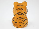 Selsela Tiger Keychain Ring Clip Charm Miniature Cat Bengal Striped Wood Mini Figurine Small Animal Selsela