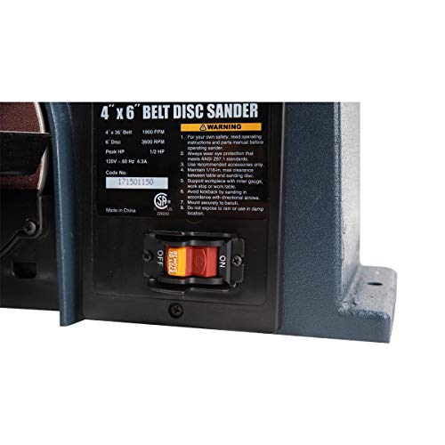 POWERTEC BD4600 Belt Disc Sander For Woodworking | 4 In. x 36 in. Belt Sander with 6 In. Sanding Disc POWERTEC