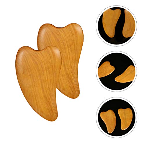 EXCEART 2pcs Wooden Scraping Massage Tool Heart- shaped Wood Face Scraping Board Facial Body Care Scraping Plate Therapy Tool, Anti Cellulite, Manual EXCEART