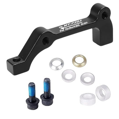 Kigauru Bike Disc Brake Mounting Bracket Aluminum Alloy CNC Machined Standard Caliper Post Mount Front 203mm Rear 180mm Rotor Adapter with Bolts
