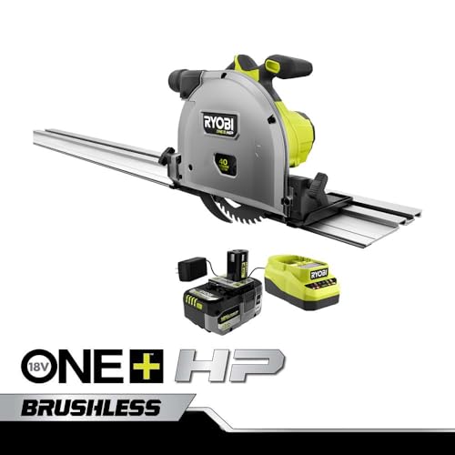 RYOBI ONE+ HP 18V Brushless Cordless 6-1/2 in. Track Saw Kit with 4.0 Ah HIGH PERFORMANCE Battery and Charger RYOBI