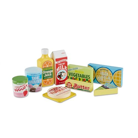 Melissa & Doug Fridge Food Wooden Play Food Set (9 pcs) - Pretend Play Kitchen Accessories, Play Food Sets For Kids Kitchen, Wooden Play Grocery Sets Melissa & Doug