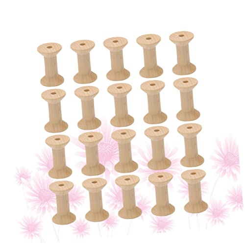 LALAFINA 60 Pcs Sewing Project Kits Unfinished Bobbin Wooden Spools for Crafts Wooden Bobbins Weaving Bobbins Wood Spools Yarn Kit Embroidery Kit LALAFINA