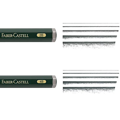 Faber-Castell 9000 Jumbo Graphite Pencil Set - 2 Graphite Sketch Pencils (2B, 4B), Double Hole Pencil Sharpener, Dust Free Art Eraser - Graphite