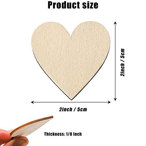 Unfinished Wooden Hearts for Crafts, 100 Pcs 2 inch Blank Unfinished Wood Craft Kit with DIY Craft Pieces for Wedding Ornaments Christmas Party