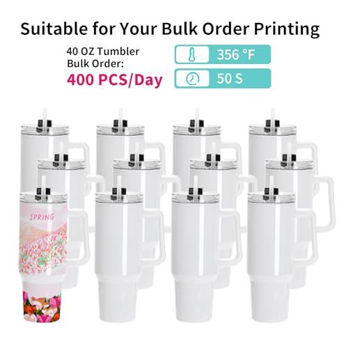 PYD Life 2 in 1 Dual 40 OZ Tumbler Heat Press Machine Double Station Combo Mug Heat Press Machine Mint Green for 40 OZ Tumbler Top and Tapered Bottom PYD Life