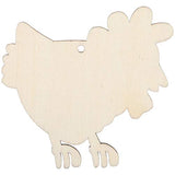 20 Set 3.1×3.1in Wooden Easter Christmas Ornaments with Hemp Ropes, Unfinished Wooden Hens Chicken Hanging Ornament DIY Crafts for Hand-Painted, Tissting