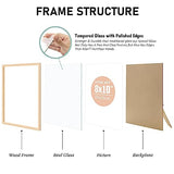 ATOBART 8x10 OAK Natural Wood Photo Frame,3 Pack Picture Frames Real Glass front Wall Hanging Gallery for Wall and Tabletop Display (OAK, 8x10,set of ATOBART