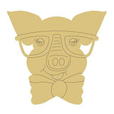 Pig Design by Lines Cutout Unfinished Wood Farm Animal Country Decor Door Hanger MDF Shaped Canvas Style 4 Art 1 (12") Diverse Woodworking