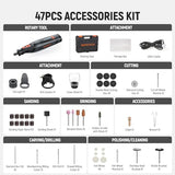 DEPSTECH Cordless Rotary Tool Kit, 8V 2.5Ah Larger Battery, 5-Speed 30000RPM Max, LED Work Light, Power Multi Tool 47Pcs Durable Accessories Set for DEPSTECH