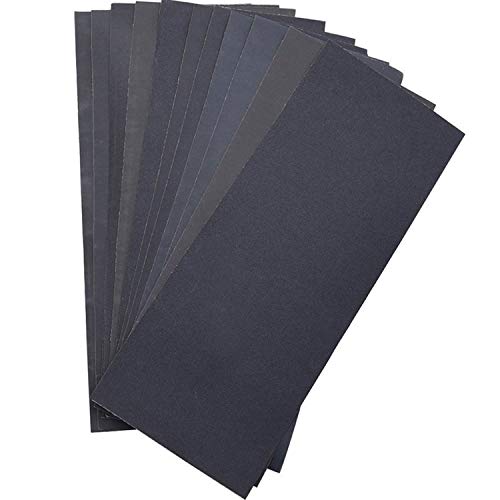 LANHU Abrasive Dry Wet Waterproof Sandpaper Sheets Assorted Grit of 400/600/ 800/1000/ 1200/1500 for Furniture, Hobbies and Home Improvement, 12 LANHU