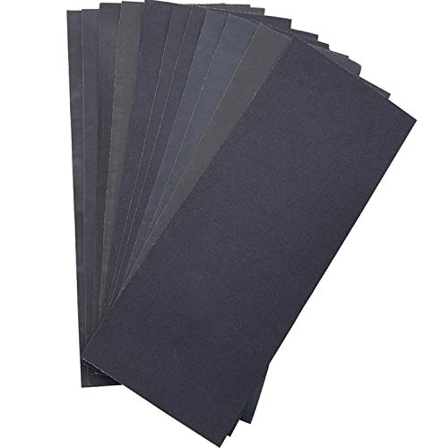 LANHU Abrasive Dry Wet Waterproof Sandpaper Sheets Assorted Grit of 400/600/ 800/1000/ 1200/1500 for Furniture, Hobbies and Home Improvement, 12