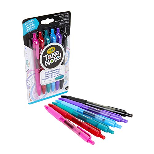 Crayola Medium Point Washable Gel Pens Set, School and Adult Coloring Supplies, 6 count Crayola