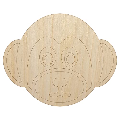 Cute Monkey Face Unfinished Wood Shape Piece Cutout for DIY Craft Projects - 1/4 Inch Thick - 6.25 Inch Size - WoodArtSupply