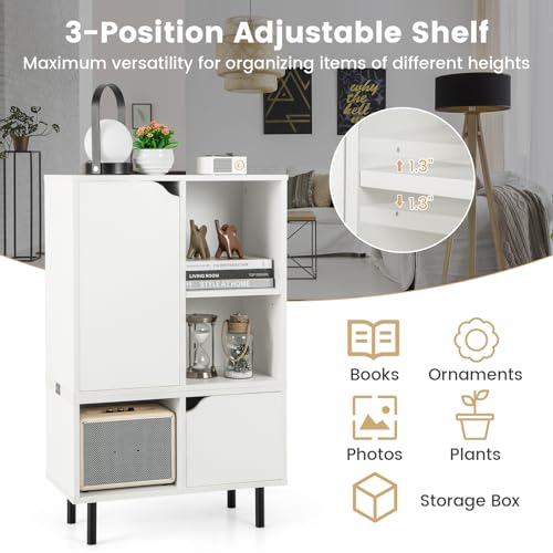 Giantex 5 Cube Stackable Storage Bookcase with Adjustable Shelves and Cabinets - WoodArtSupply