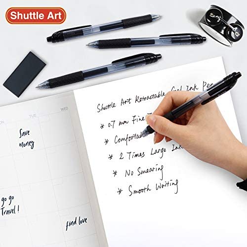 Retractable Pastel Gel Ink Pens, Shuttle Art 11 Pack Black Ink