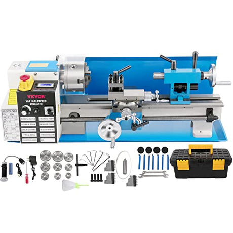 VEVOR Mini Metal Lathe, 7"x14", Benchtop Metal Lathe, 550W Variable Speed 2250 RPM Metal Lathe, with 3-jaw Chuck Mini Lathe Machine, Precision Mini VEVOR