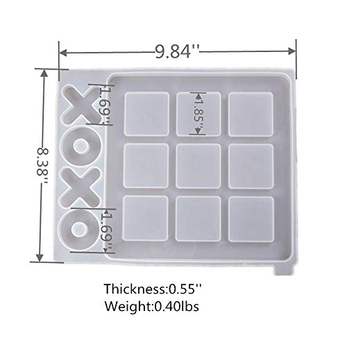 RESINER Tic Tac Toe Resin Mold, Resin Casting Mold Toy XOXO Kids tic tac Toe Resin Mold for Boys and Girls Casting molds Table Board Games Toys