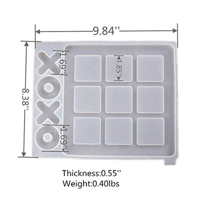 RESINER Tic Tac Toe Resin Mold, Resin Casting Mold Toy XOXO Kids tic tac Toe Resin Mold for Boys and Girls Casting molds Table Board Games Toys