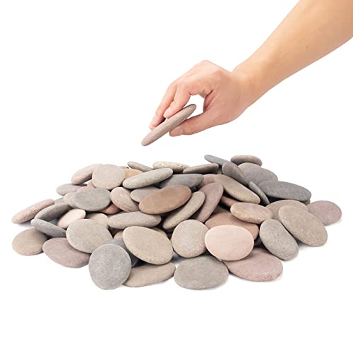 [About 97 PCS - 105 PCS](18 Pounds) Painting Rocks,2.33"-3.72" River Rocks,DIY Rocks,Flat Rocks,Craft Rocks,Natural Stones BLXQI