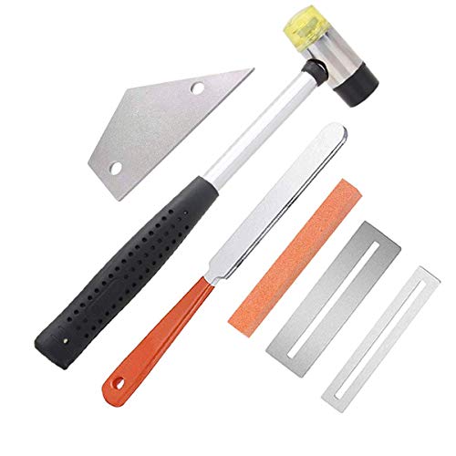 TIMESETL 6 Pack Guitar Luthier Tool Kit Include Guitar Fret Crowning File, Double Headed Guitar Bass Fret Wire Rubber Hammer, Stainless Steel Fret TIMESETL