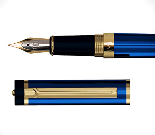 Dryden Designs Fountain Pen - Medium Nib | Includes 24 Ink Cartridges (12 Black 12 Blue) and Ink Refill Converter | Calligraphy Pen, Consistent Dryden Designs
