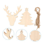 VOSAREA 40pcs Wood Chip Christmas Tree Ornaments Wooden Christmas Ornaments Unfinished Wood Slices Ornaments Wooden Reindeer Cutouts Hanging Decor VOSAREA
