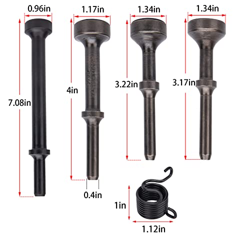 Smoothing Air Hammer Bits Set, 5Pcs Smoothing Air Hammer Tool Kit Air Hammer Accessories Extended Length Pneumatic Chisel Bits with Spring, by ZMCYNG - WoodArtSupply