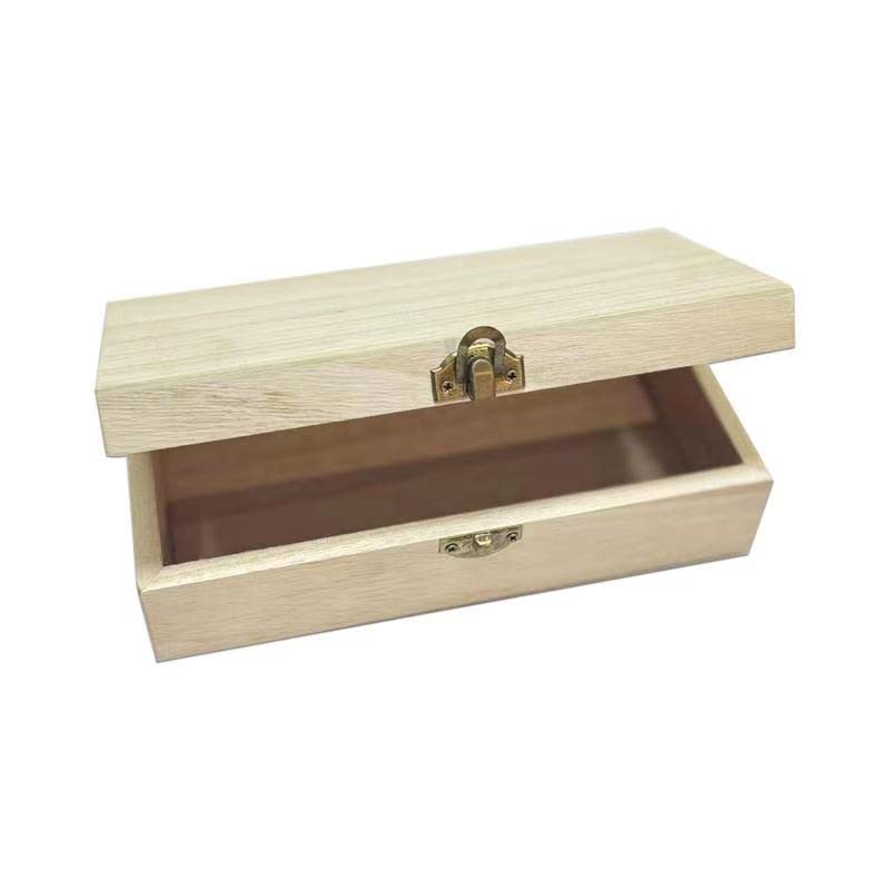 NA Unfinished wooden box, 8x4x2.3 inch storage box with hinge lid, small wooden box with rectangular souvenir and craft, craft DIY gift box, Wood N\A