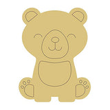 Baby Bear Design by Lines Cutout Unfinished Wood Young Cub Nursery Decor Baby Room Door Hanger MDF Shape Canvas Style 3 Art 1 (6") Diverse Woodworking