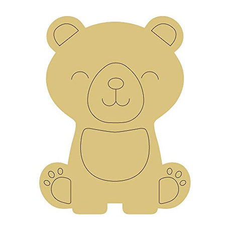 Baby Bear Design by Lines Cutout Unfinished Wood Young Cub Nursery Decor Baby Room Door Hanger MDF Shape Canvas Style 3 Art 1 (6") Diverse Woodworking