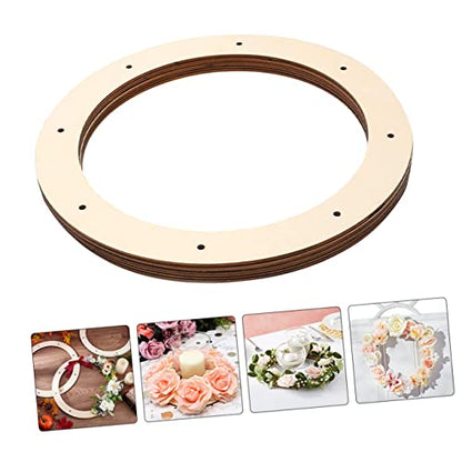 SEWACC 2Pcs Wooden Wreath Frame Flat Wreath Base Wreath Form Flower Wreath Boards Wreath Boards with Holes Craft Hoop Rings Floral Hoop Centerpiece