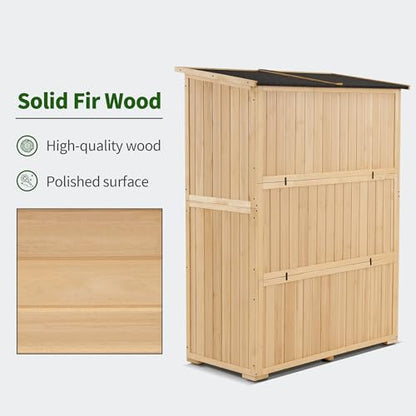 MCombo Wood Sheds & Outdoor Storage, Garden Tool Shed with Lock, Wooden Outdoor Storage Cabinet with Double Doors for Patio 1933 (Large) - WoodArtSupply